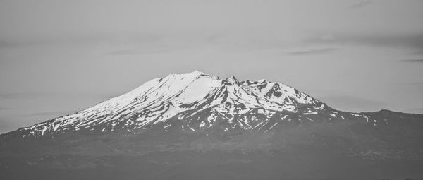 Scenic view of snow covered mountains