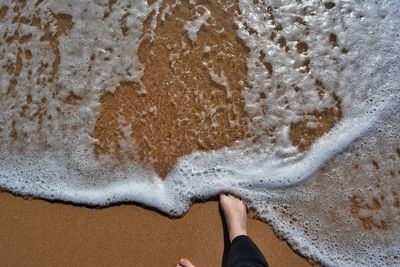 Low section of woman standing on beach