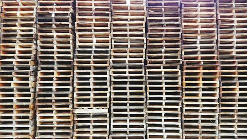 Full frame shot of wooden crates stack