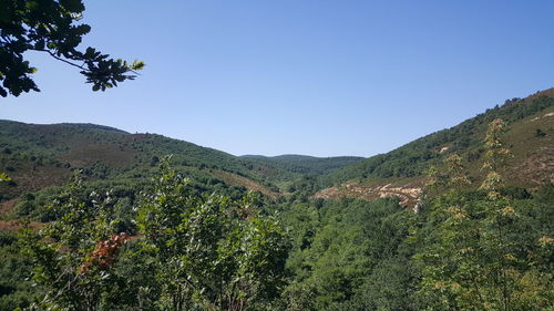 Scenic view of mountains against clear sky