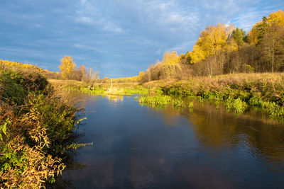 Scenic view of lake against sky