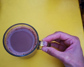 Close-up of hand holding coffee cup