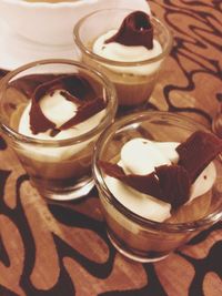 High angle view of jar on table