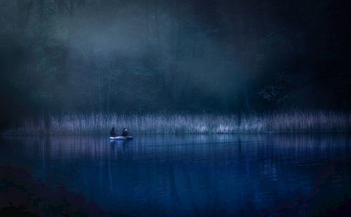 Dramatic lake at dusk