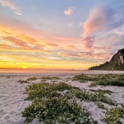 Scenic view of sea against sky during sunset