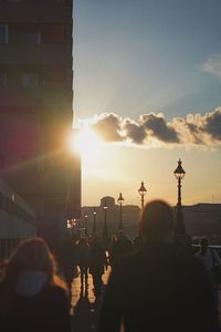 Group of people in city at night