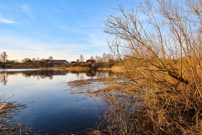 Scenic view of lake against sky