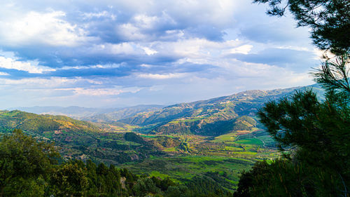 Scenic view of mountains against sky