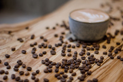 Close-up of coffee cup on table