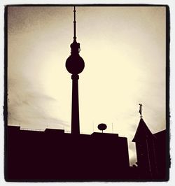 Low angle view of communications tower