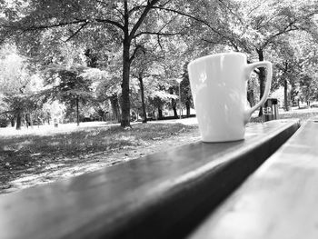 Close-up of coffee cup on table