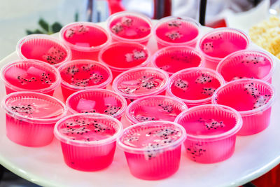 Close-up of food in cups on table
