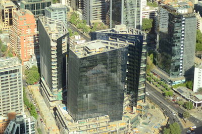 High angle view of buildings in city