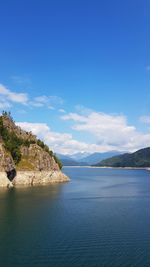 Scenic view of sea against blue sky