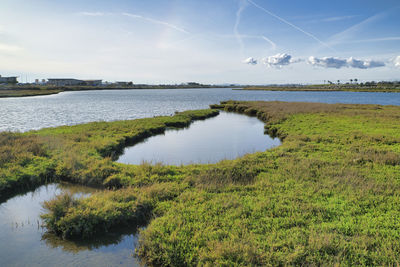 Scenic view of lake against sky