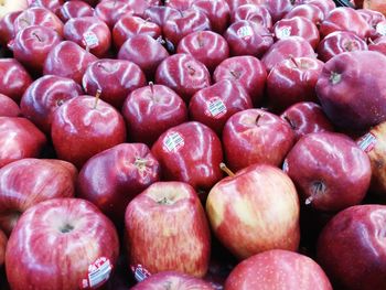 Full frame shot of apples for sale at market stall