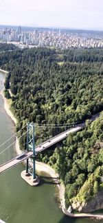 High angle view of bridge over river in city