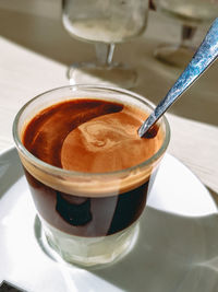 High angle view of coffee on table