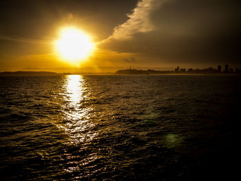 Scenic view of sea against sky during sunset