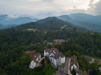 Aerial view of greenery highland in fraser's hill, pahang, malaysia.