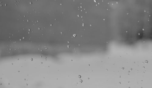 Full frame shot of raindrops on glass window