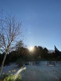 Scenic view of snow against sky during sunset