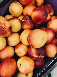 High angle view of apples for sale in market