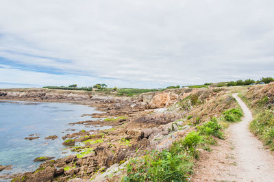 Scenic view of land against sky