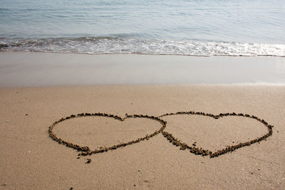 Heart shape on sand at beach