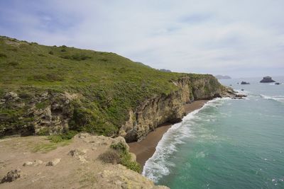 Scenic view of sea against cloudy sky