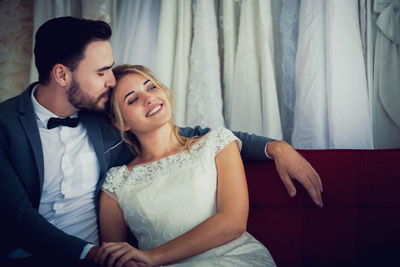 Young couple smiling