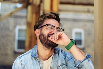 Young man wearing eyeglasses