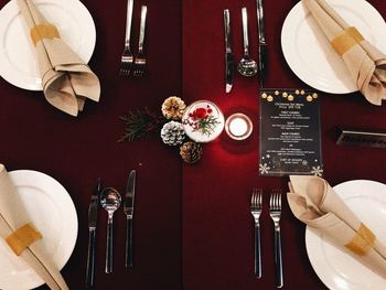 High angle view of person on table