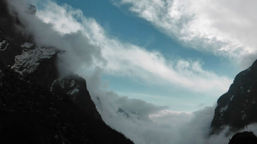 Low angle view of mountains against sky