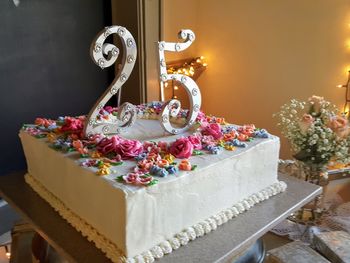 Close-up of cake on table