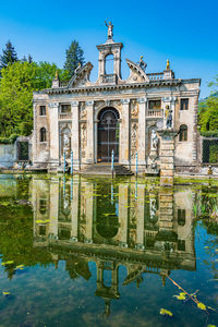 Reflection of building in water