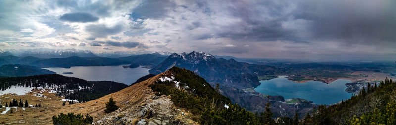 Panoramic view of snowcapped mountains against sky