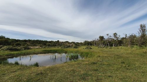 Scenic view of lake against sky
