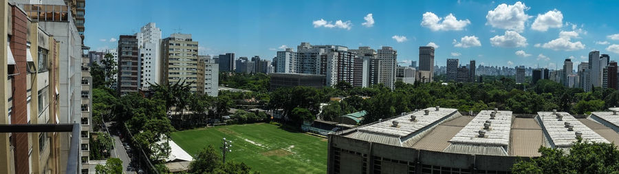 Panoramic view of city against sky