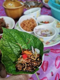 High angle view of food on table