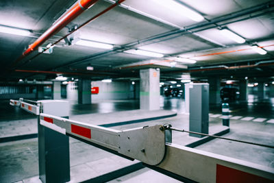 Interior of illuminated parking lot