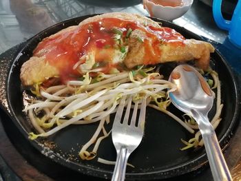 Close-up of meal served in plate
