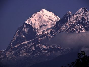 Aerial view of snowcapped mountains against sky