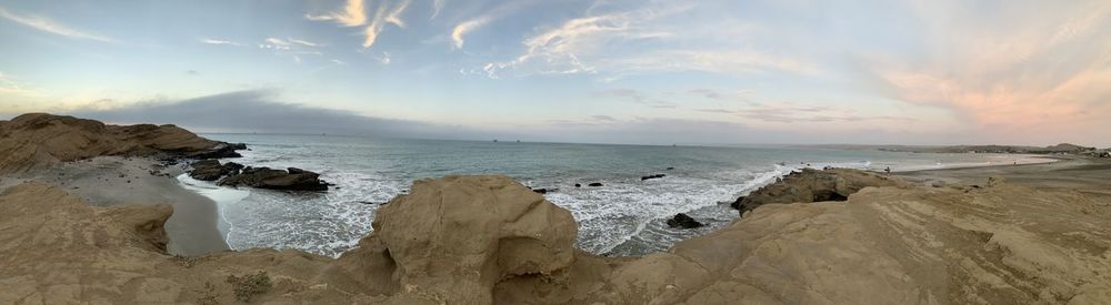 Panoramic view of sea against sky during sunset