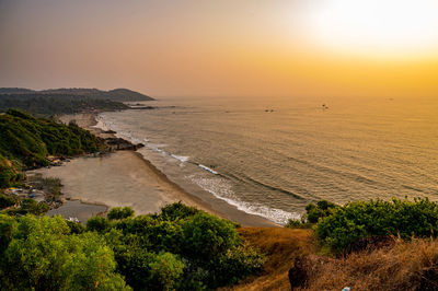 Scenic view of sea against sky during sunset