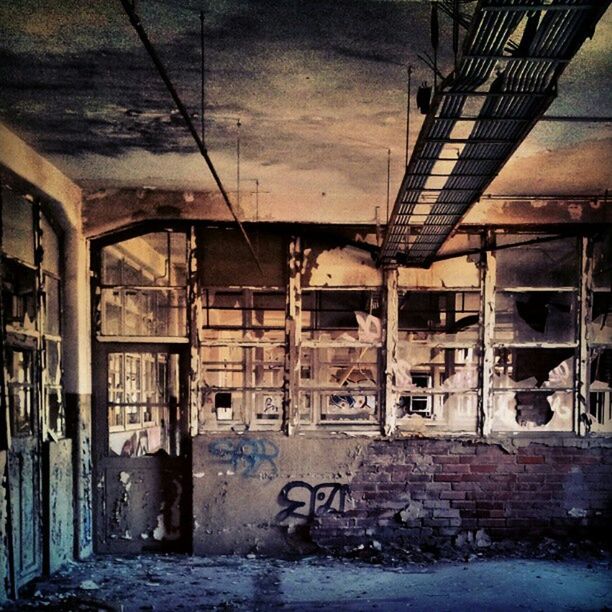 architecture, built structure, abandoned, indoors, obsolete, damaged, run-down, deterioration, old, interior, window, building exterior, industry, transportation, ceiling, weathered, factory, no people, building, empty