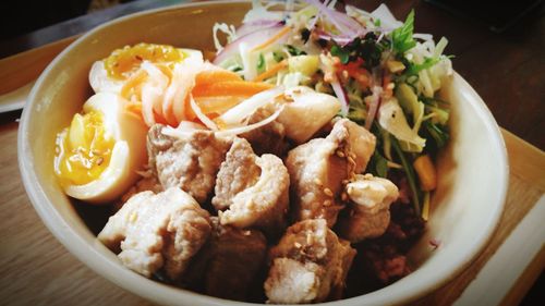 Close-up of meal served in plate