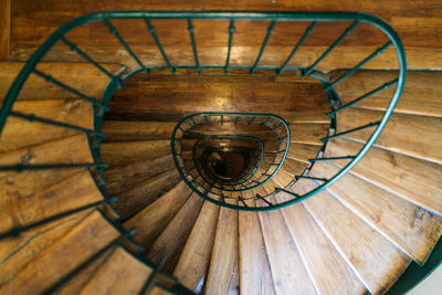 High angle view of spiral staircase