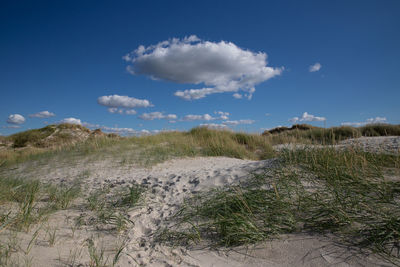 Scenic view of land against sky