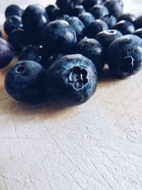 Close-up of blueberries on table